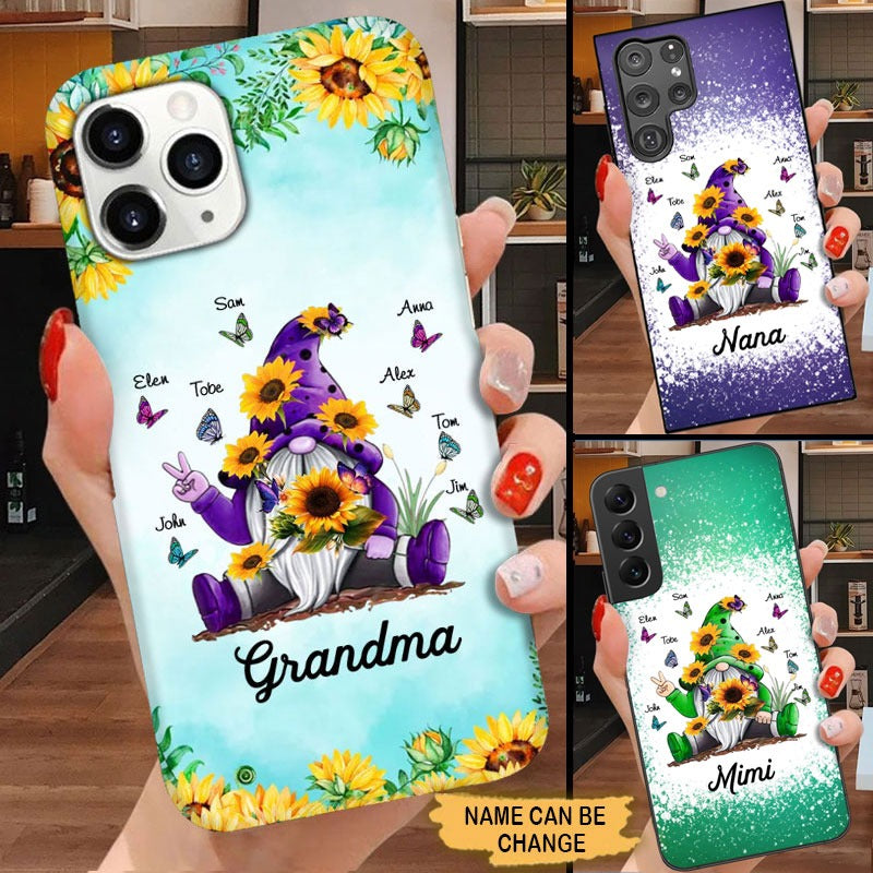 Sunflower Gnome Butterflies Grandma With Grankids Personalized Grandma Phone Case SCMAY2204 Phone case FUEL 