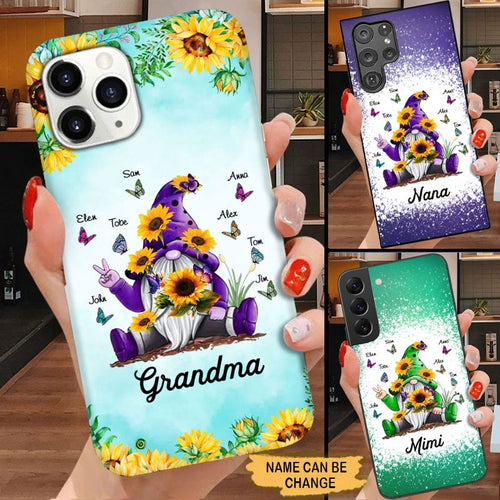 Sunflower Gnome Butterflies Grandma With Grankids Personalized Grandma Phone Case SCMAY2204 Phone case FUEL 