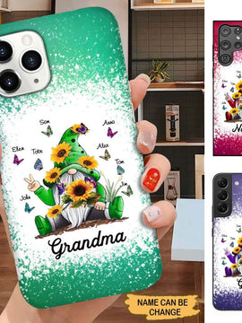 Sunflower Gnome Butterflies Grandma With Grankids Personalized Phone Case