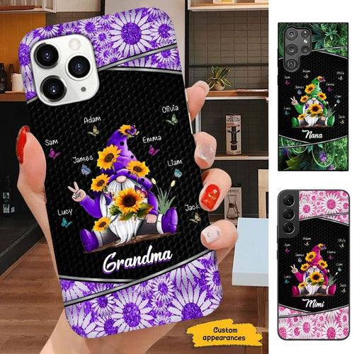 Sunflower Gnome Butterflies Grandma,Mommy, Nana, Auntie Personalized Phone Case SC2163