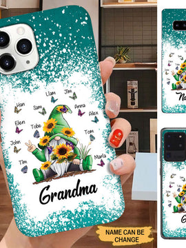 Sunflower Gnome Butterfly Grandma With Grandkids Mommy Auntie Personalized Phone Case