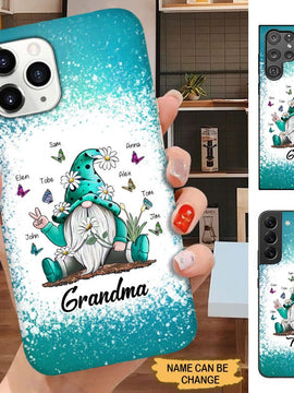 Sunflower Gnome Butterfly Grandma With Grankids Personalized Grandma Phone Case SC912322