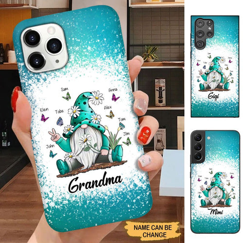 Sunflower Gnome Butterfly Grandma With Grankids Personalized Grandma Phone Case SC912322