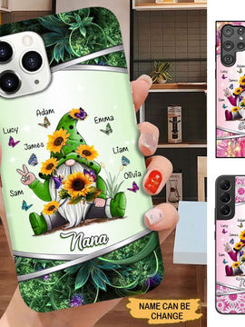 Sunflower Gnome Grandma with Grandkids Nana Mimi Gigi Personalized Phone case SC2466