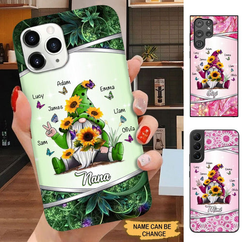 Sunflower Gnome Grandma with Grandkids Nana Mimi Gigi Personalized Phone case Phone case FUEL 