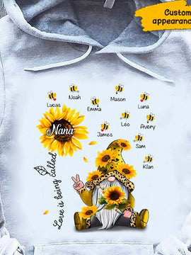 Sunflower Gnome Love is beign called Nana Mimi Grandma Personalized Hoodie Shirt SC281220