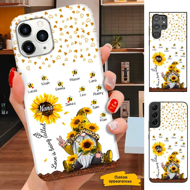 Sunflower Gnome Love is beign called Nana Mimi Grandma Personalized Phone case SC281218