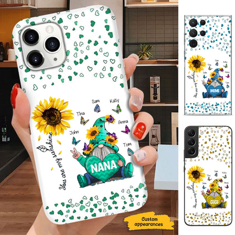 Sunflower Gnome You are my sunshine Grandma Nana Mimi Mom Personalized Phone Case SC243238