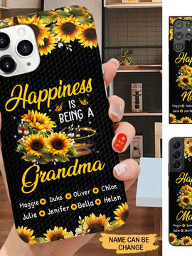 Sunflower Happiness is being a Grandma Nana Mamaw Personalized Phone case