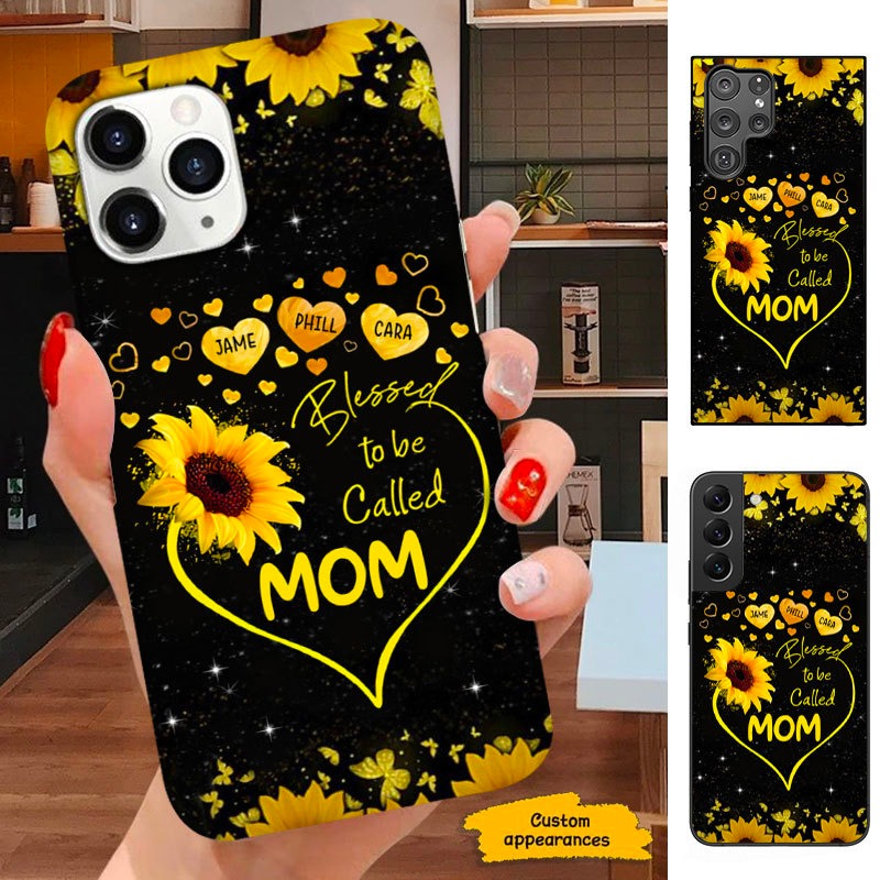 Sunflower Heart Blessed To Be called Grandma Nana Mimi Personalized Phone Case SC234118