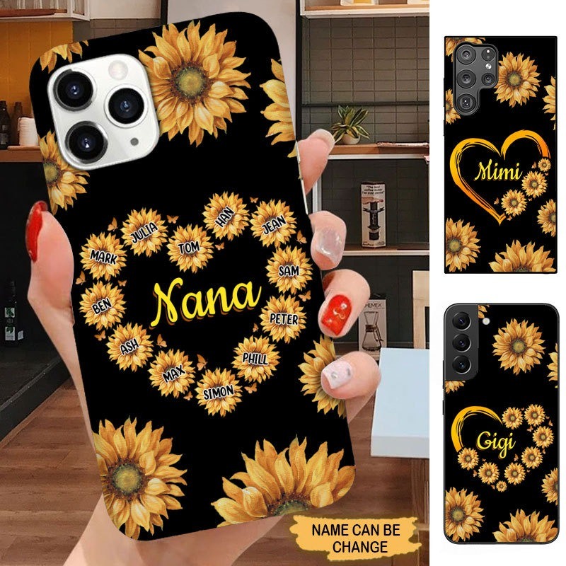 Sunflower Heart Nana Mimi Gigi Grandma Personalized Phone Case SC2288 Phone case ShinyCustom Phone Case 