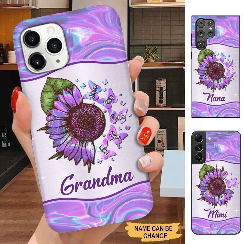 Sunflower Hologram Style Grandma Nana Mimi Gigi Personalized Phone Case SC30821 Phone case ShinyCustom Phone Case 