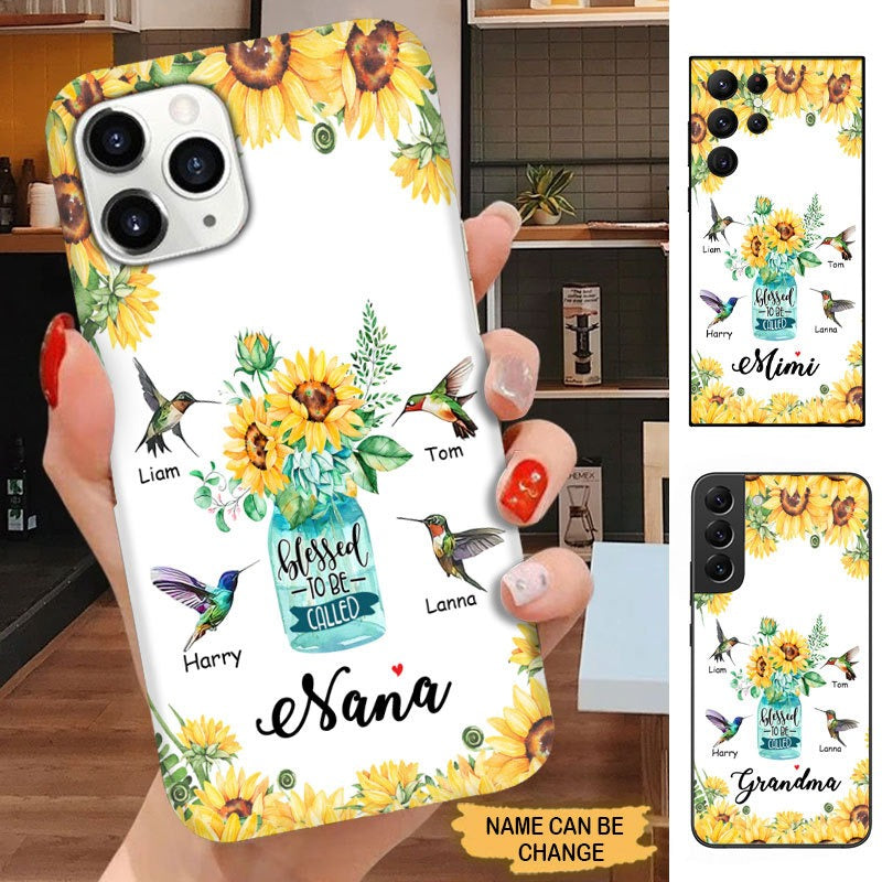 Sunflower Hummingbird Blessed to be call Grandma Personalized Phone case Phone case FUEL 