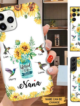 Sunflower Hummingbird Blessed to be call Grandma Personalized Phone case