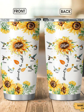 Sunflower Hummingbird Blessed to be called Nana Grandma Mommy Aunite Personalized Tumbler