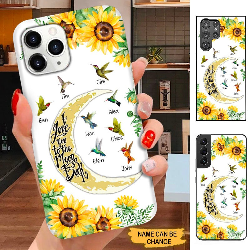 Sunflower Hummingbird I love you moon and back Grandma Nana Mommy Personalized Phone case SC30916 Phone case ShinyCustom Phone Case 