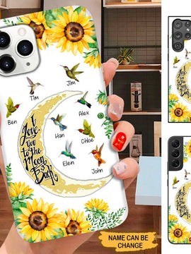 Sunflower Hummingbird I love you moon and back Grandma Nana Mommy Personalized Phone case SC30916