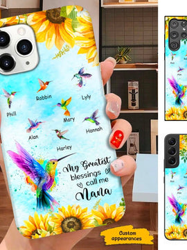 Sunflower Hummingbird My Greatest Blessings Call me Grandma Nana Mimi Personalized Phone case SC101112