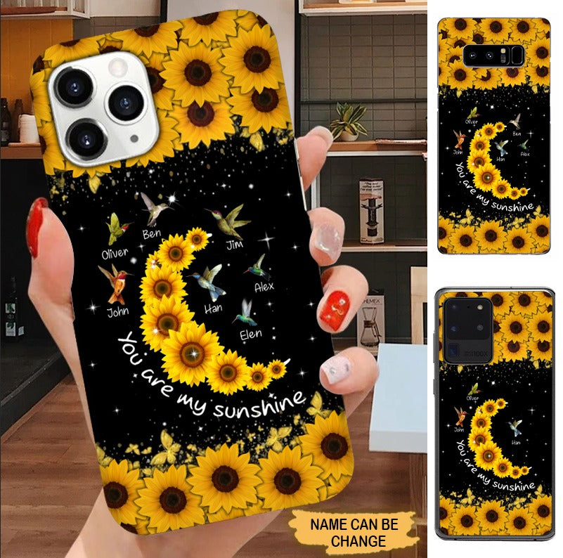 Sunflower Hummingbird You are my Sunshine Grandma with Grandkids Personalized Phone Case Phone case FUEL 