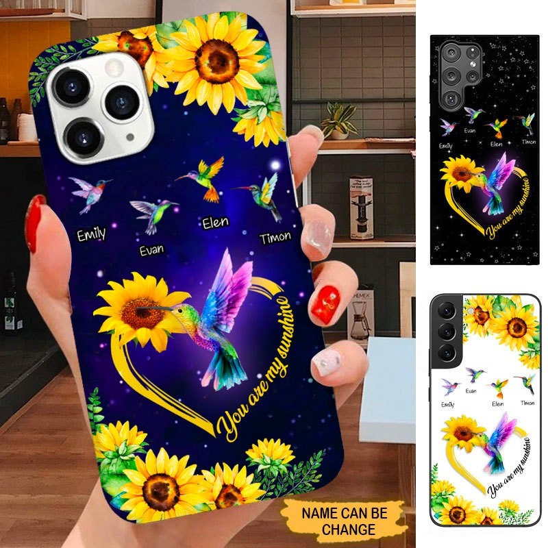 Sunflower Hummingbird You are my sunshine Grandma Nana Mimi Personalized Phone case SC7092 Phone case ShinyCustom Phone Case 