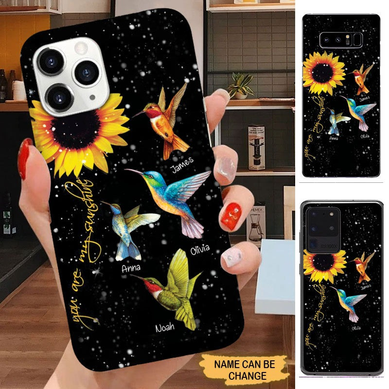 Sunflower Hummingbird You are my sunshine Grandma Personalized Phone case Phone case FUEL 