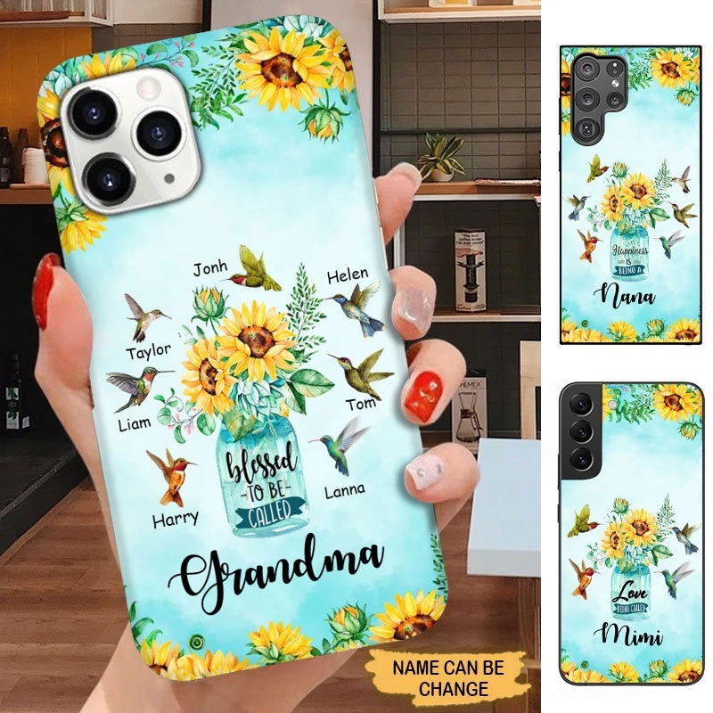 Sunflower Hummingbirds Blessed to be called Grandma Nana Mimi Personalized Phone case Phone case FUEL 