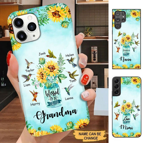 Sunflower Hummingbirds Blessed to be called Grandma Nana Mimi Personalized Phone case Phone case FUEL 