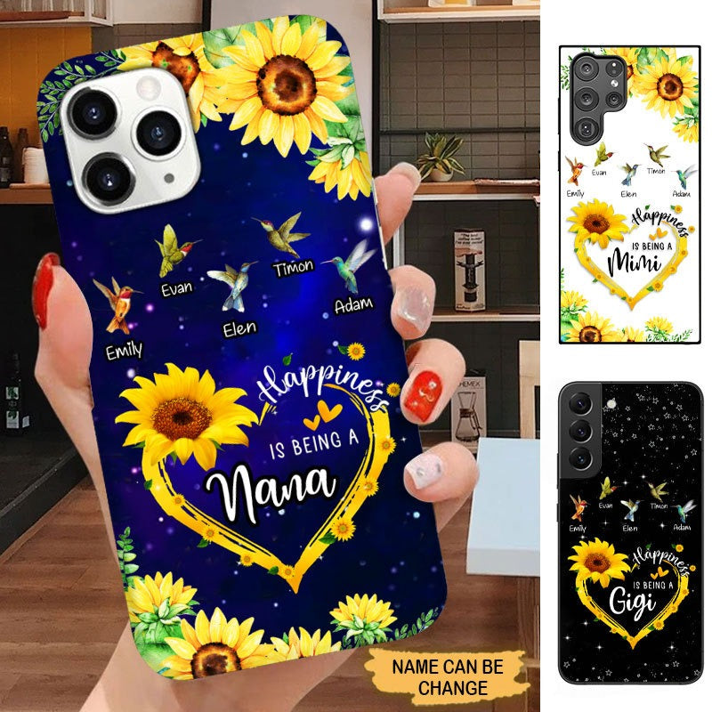 Sunflower Hummingbirds Happiness is being Nana Grandma Personalized Phone case SC2463 Phone case FUEL 