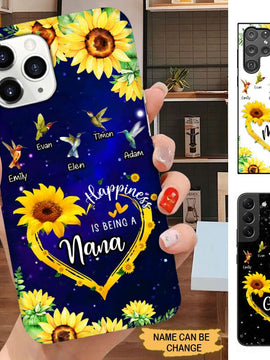 Sunflower Hummingbirds Happiness is being Nana Grandma Personalized Phone case SC2463