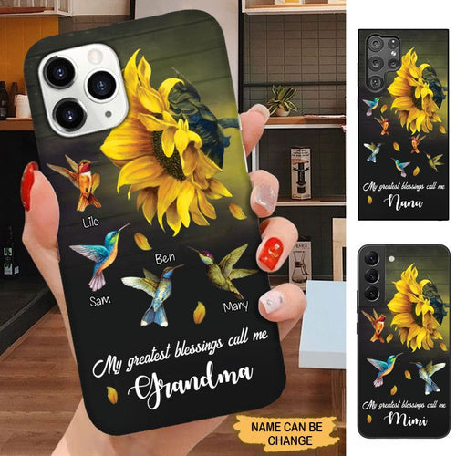 Sunflower Hummingbirds My greatest Blessings call me Grandma Nana Mimi Personalized Phone case Phone case FUEL 