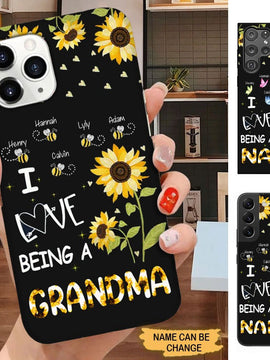 Sunflower I LOVE being a Grandma Personalized Phone case