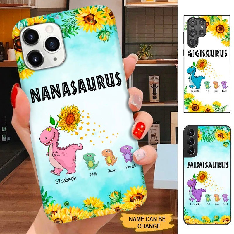 Sunflower Nanasaurus Grandma Dinosauer Personalized Phone Cas SC2497 Phone case ShinyCustom Phone Case 