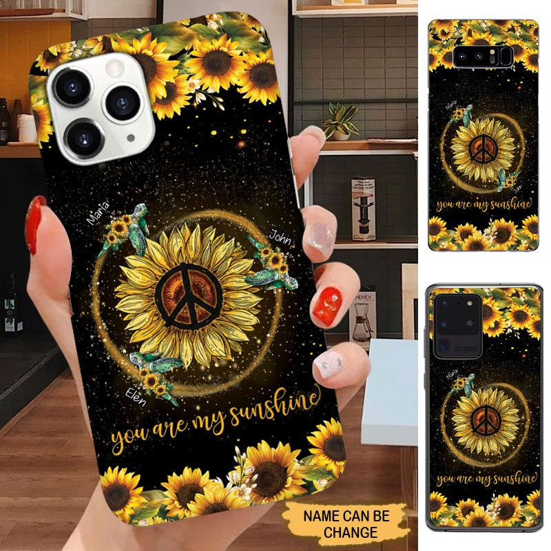Sunflower Turlte You are my sunshine Grandma with Grandkids Personalized Phone Case Phone case FUEL 