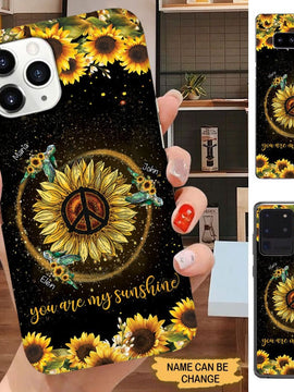 Sunflower Turlte You are my sunshine Grandma with Grandkids Personalized Phone Case