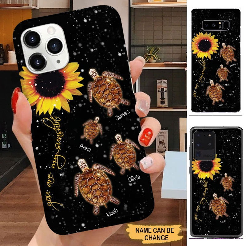 Sunflower Turtle You are my sunshine Grandma Personalized Phone case Phone case FUEL
