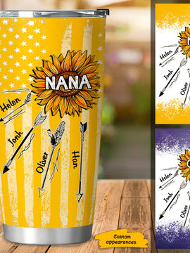 Sunflower with arrows Nana Gigi Mimi Grandma Personalized Tumbler SC253235