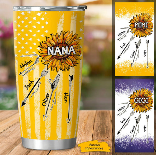 Sunflower with arrows Nana Gigi Mimi Grandma Personalized Tumbler SC253235