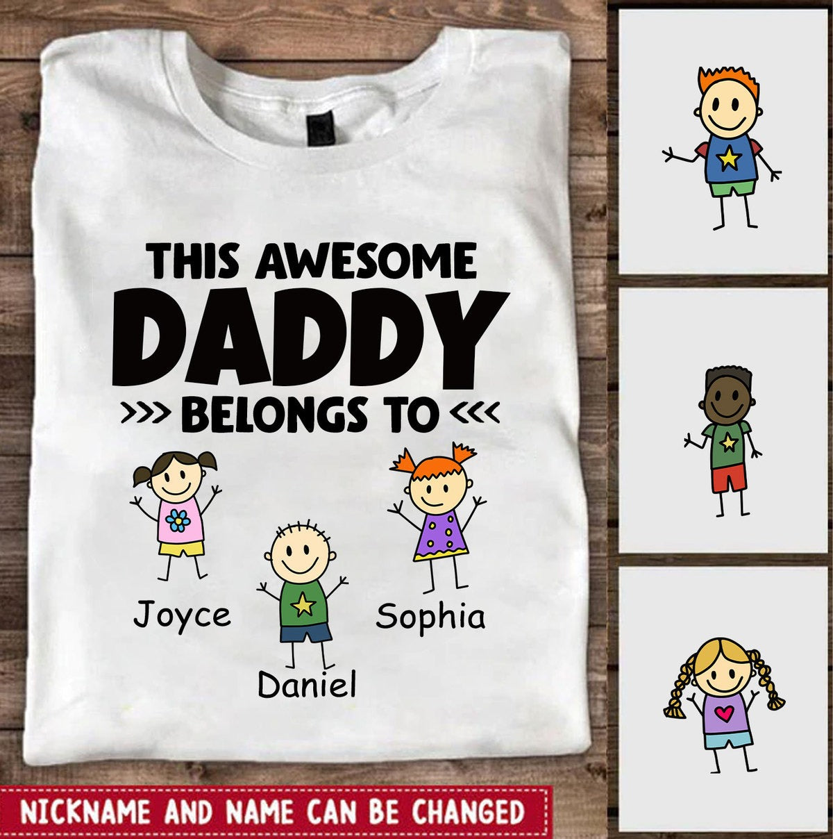 This Daddy Belongs To Funny Kids Personalized Shirt T-Shirt Gearment 