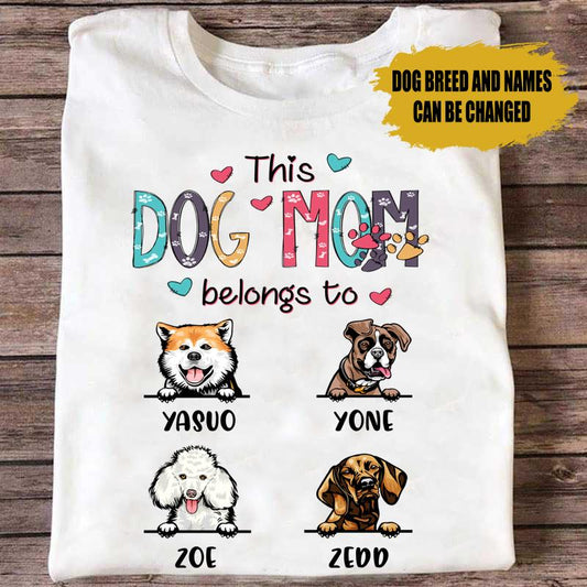 This Dog Mom Belongs To Color Floral Personalized Shirt Personalized ShinyCustom - The Best Personalized Gift Store 