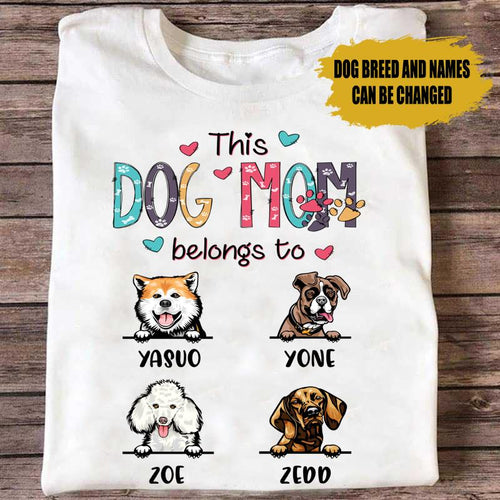 This Dog Mom Belongs To Color Floral Personalized Shirt Personalized ShinyCustom - The Best Personalized Gift Store 