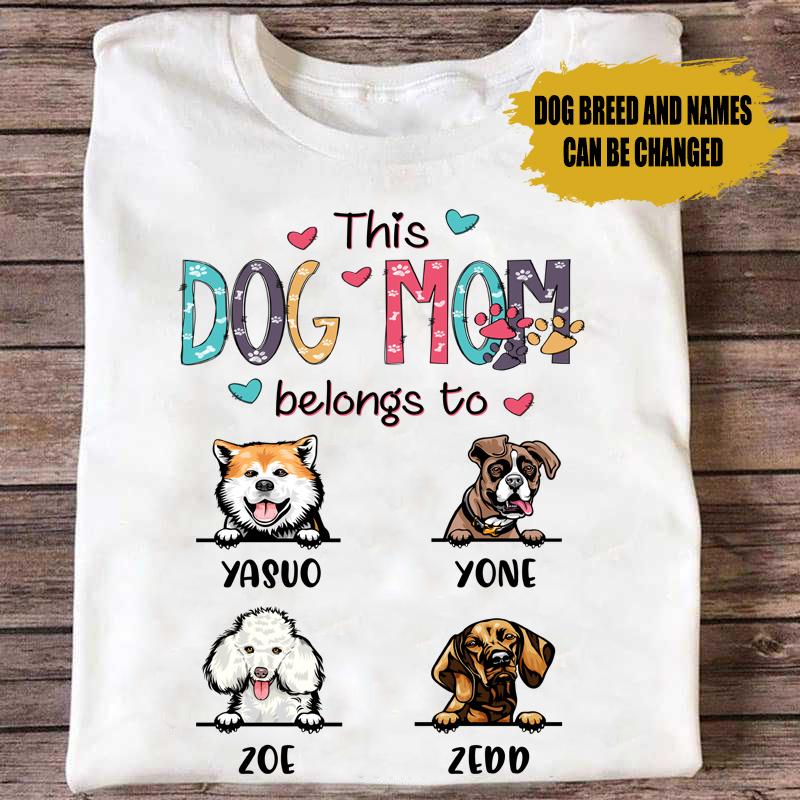 This Dog Mom Belongs To Color Floral Personalized Shirt Personalized ShinyCustom - The Best Personalized Gift Store
