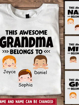 This Grandma Belong To Cute Kids Face Personalized Shirt