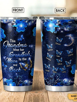 This Grandma Love Her Grandkids To The Moon & Back Personalized Tumbler