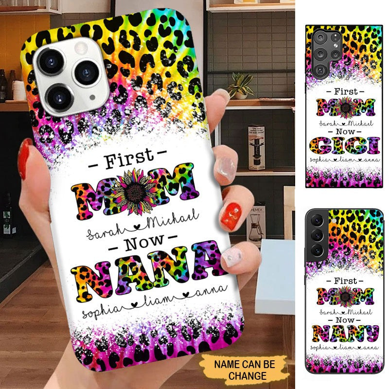 Tie Dye Leopard First MOM now NANA Grandma Personlized Phone case Phone case FUEL 