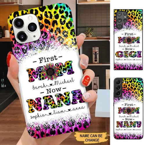 Tie Dye Leopard First MOM now NANA Grandma Personlized Phone case Phone case FUEL 