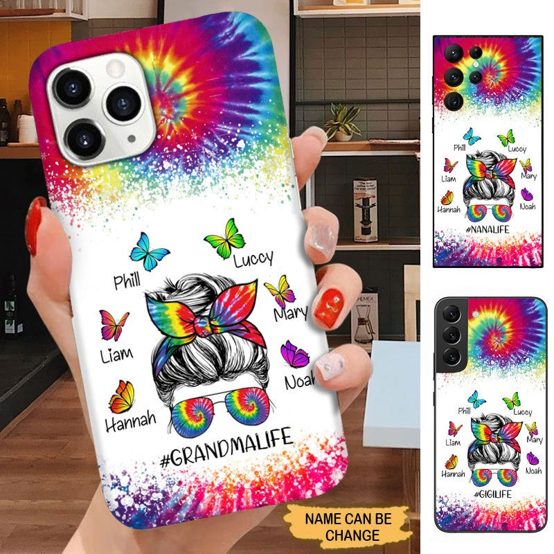 Tie dye Butterflies Hair Bun Grandma Mommy Auntie Personalized Phone case SCMAY2202 Phone case FUEL 