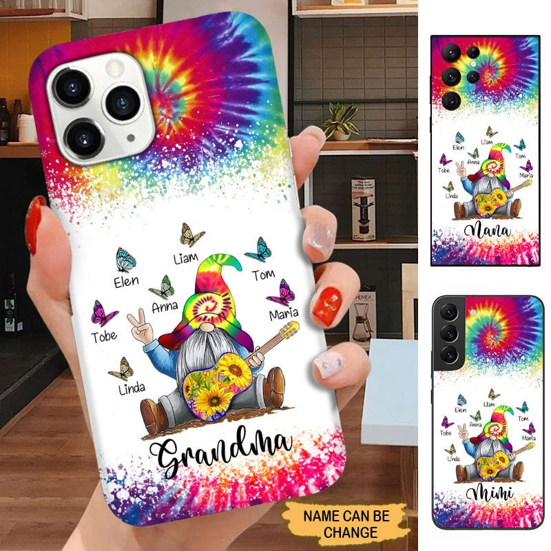 Tie dye Gnome Butterflies Grandma Mommy Auntie Personalized Phone case SCMAY1904 Phone case FUEL 