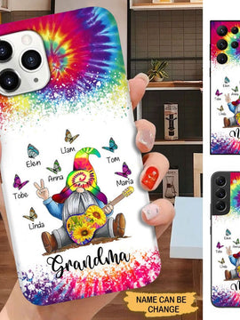 Tie dye Gnome Butterflies Grandma Mommy Auntie Personalized Phone case SCMAY1904