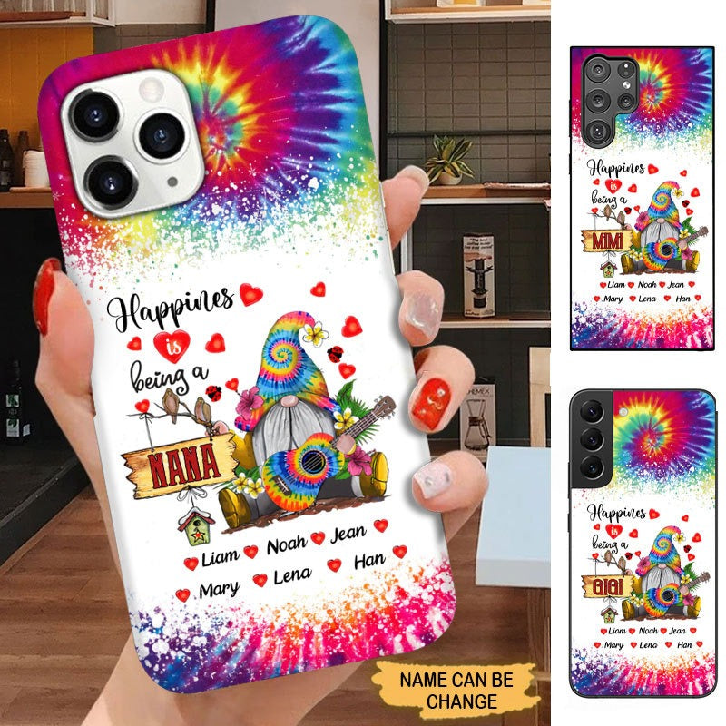 Tie dye Gnome Happiness is being Grandma Mommy Auntie Personalized Phone case Phone case FUEL 