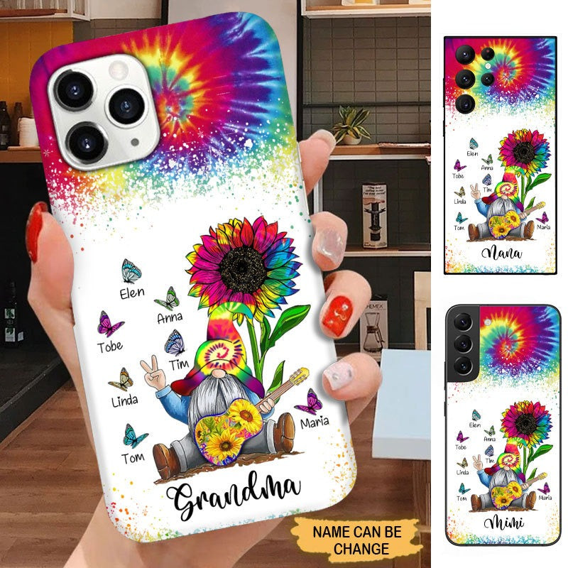 Tie dye Gnome Sunflower Butterflies Grandma Mommy Auntie Personalized Phone case SCMAY2001 Phone case FUEL 